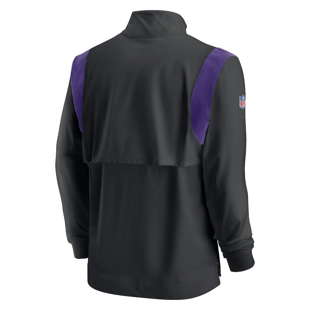 Minnesota Vikings Sideline Coach Chevron Lockup Quarter-Zip Long Sleeve Top - Black Tops