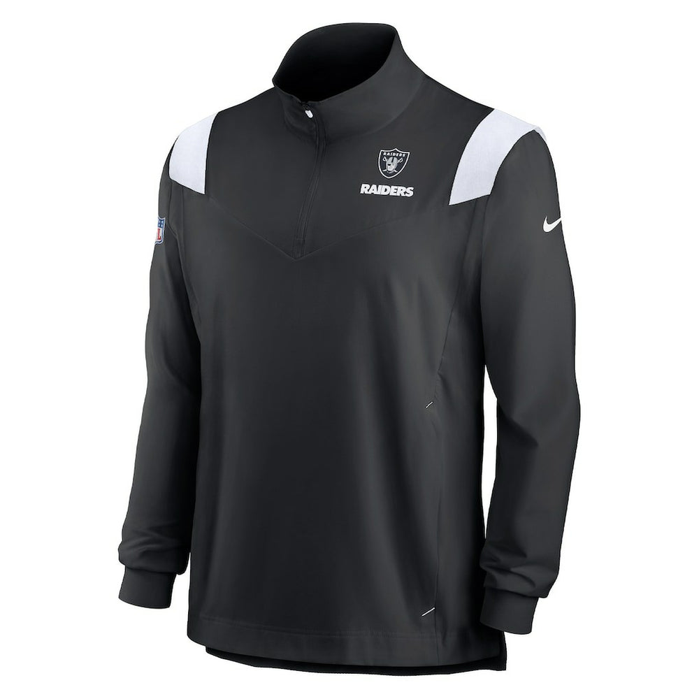 Las Vegas Raiders Sideline Coach Chevron Lockup Quarter-Zip Long Sleeve Top - Black Tops