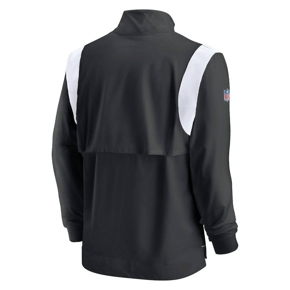 Las Vegas Raiders Sideline Coach Chevron Lockup Quarter-Zip Long Sleeve Top - Black Tops