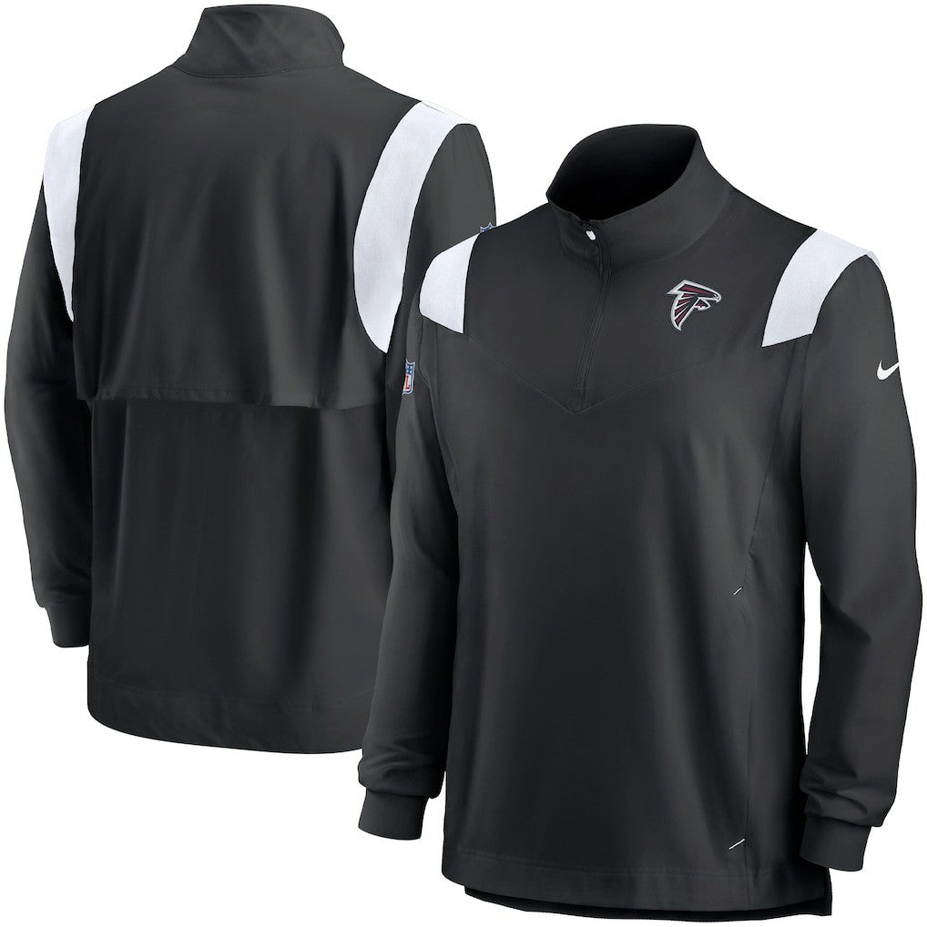 Atlanta Falcons Sideline Coach Chevron Lockup Quarter-Zip Long Sleeve Top - Black/White Tops