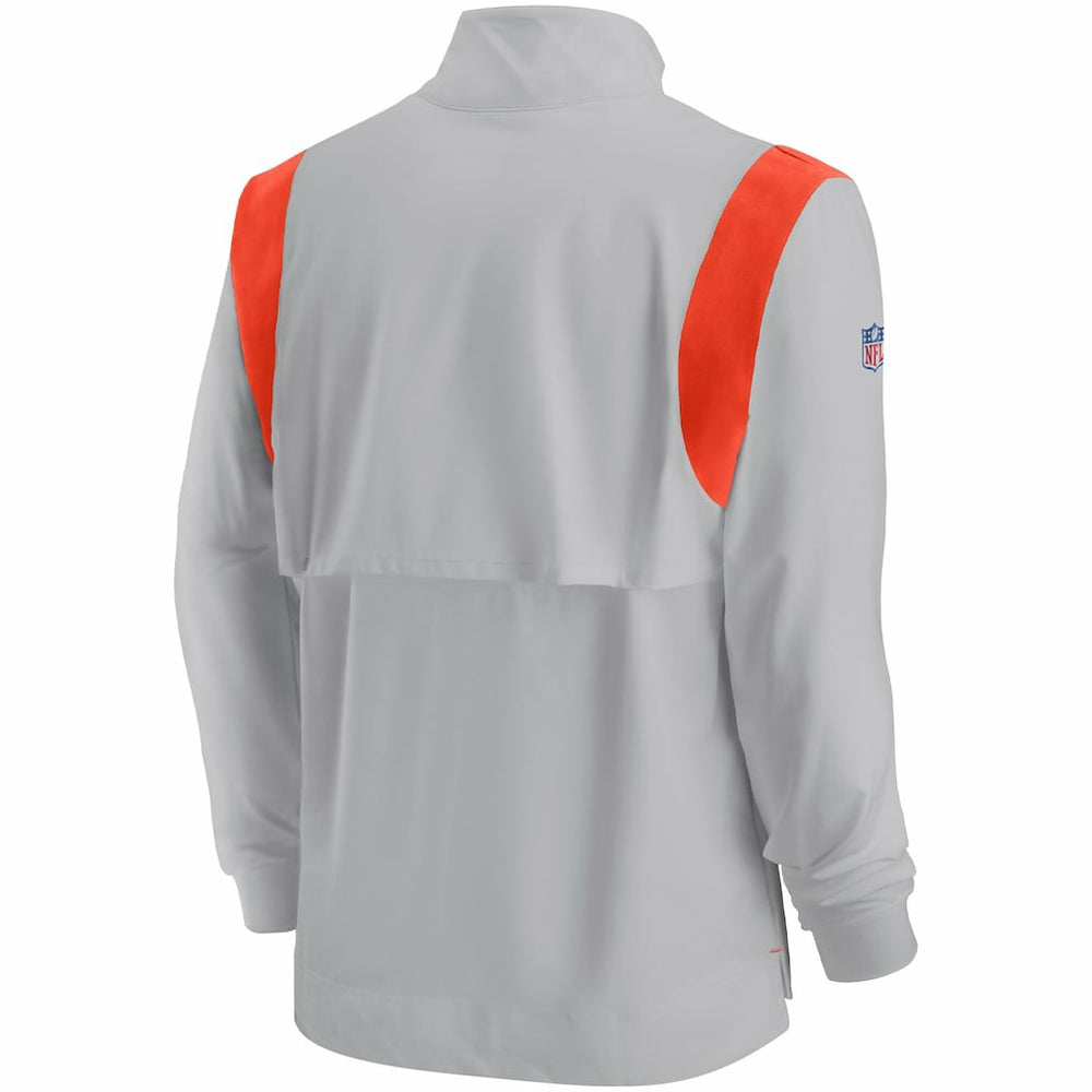 Cleveland Browns Sideline Coach Chevron Lockup Quarter-Zip Long Sleeve Top - Gray Tops