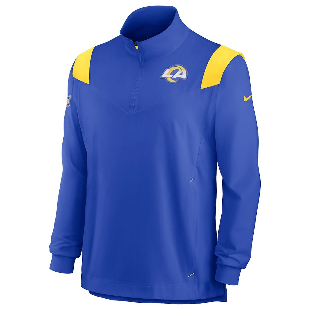 Los Angeles Rams Sideline Coach Chevron Lockup Quarter-Zip Long Sleeve Top - Royal Tops