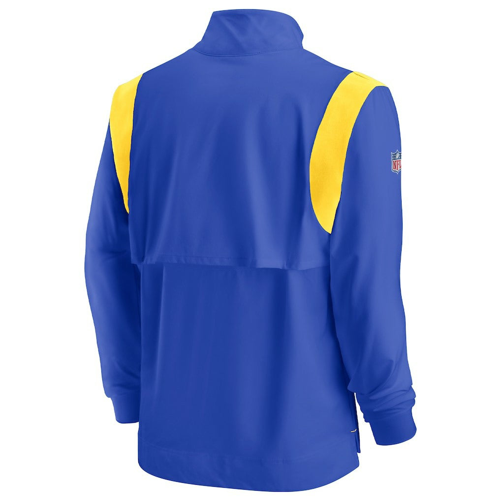 Los Angeles Rams Sideline Coach Chevron Lockup Quarter-Zip Long Sleeve Top - Royal Tops