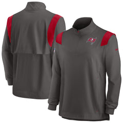 Tampa Bay Buccaneers Sideline Coach Chevron Lockup Quarter-Zip Long Sleeve Top - Pewter Tops