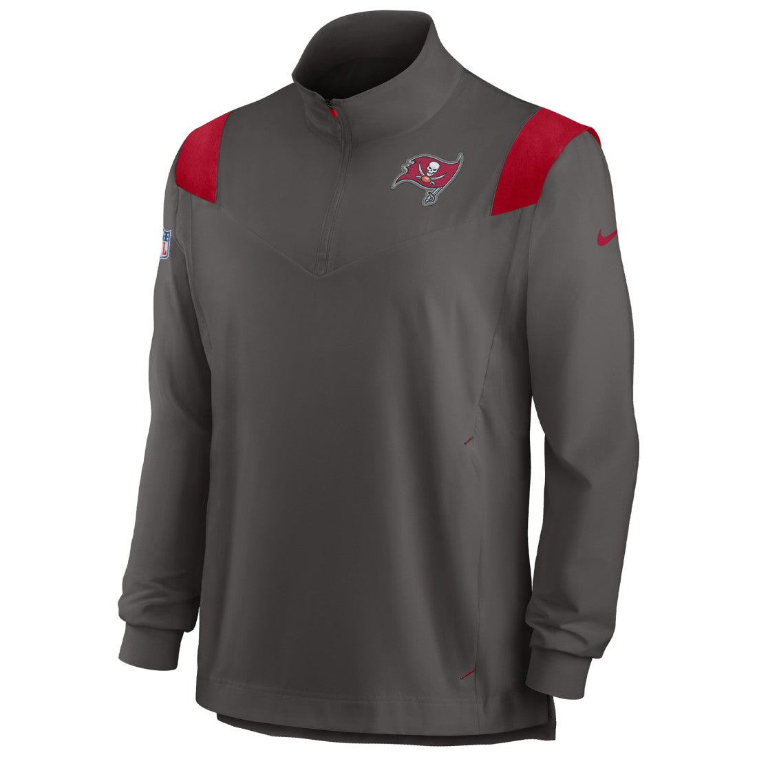 Tampa Bay Buccaneers Sideline Coach Chevron Lockup Quarter-Zip Long Sleeve Top - Pewter Tops