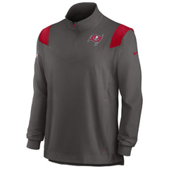 Tampa Bay Buccaneers Sideline Coach Chevron Lockup Quarter-Zip Long Sleeve Top - Pewter Tops