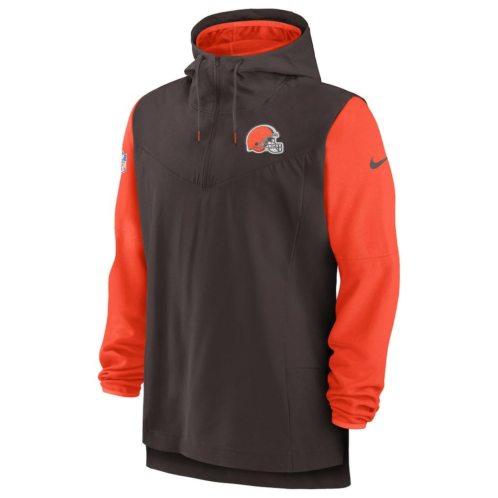 Cleveland Browns Sideline Player Quarter-Zip Hoodie - Brown/Orange Hoodies
