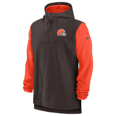 Cleveland Browns Sideline Player Quarter-Zip Hoodie - Brown/Orange Hoodies