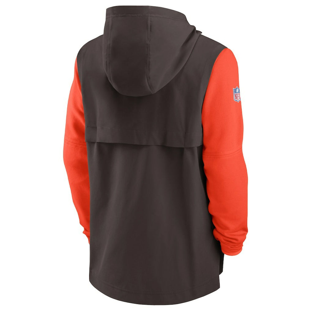 Cleveland Browns Sideline Player Quarter-Zip Hoodie - Brown/Orange Hoodies