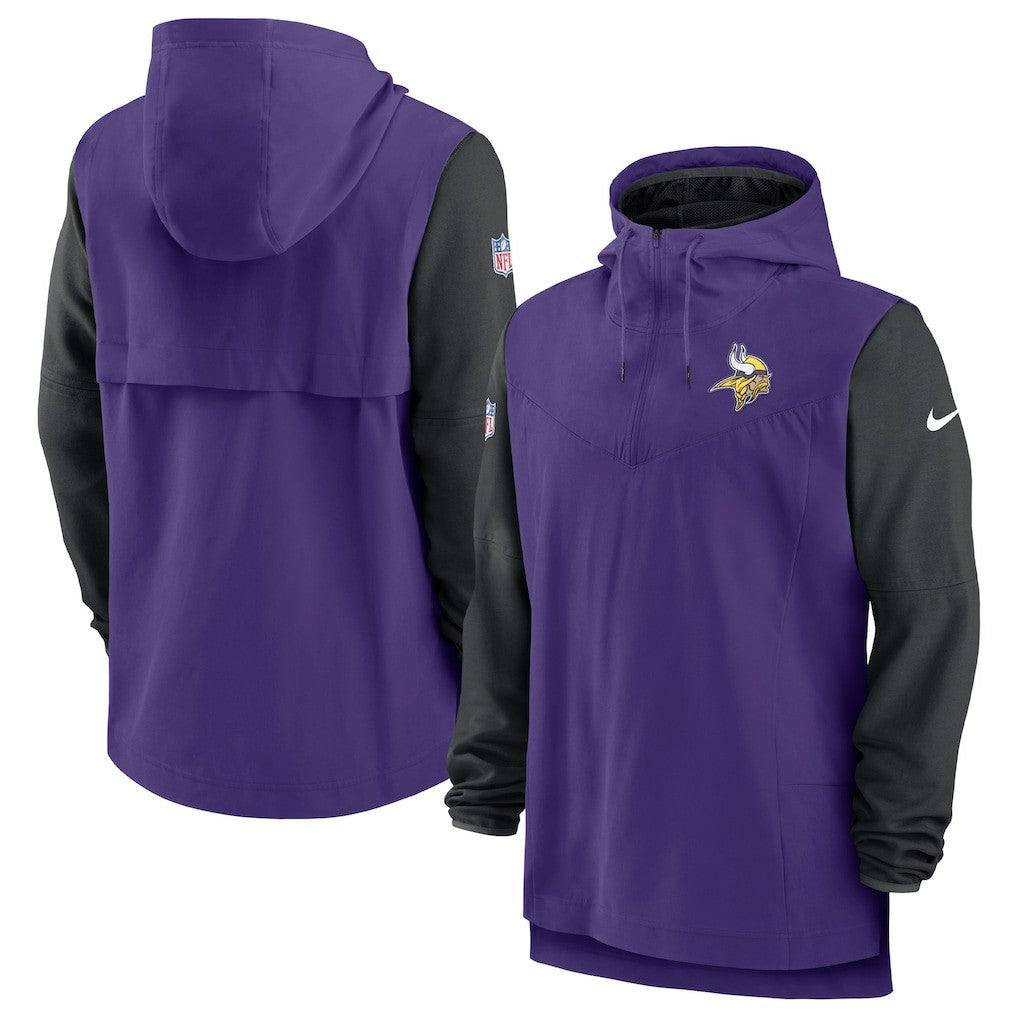 Minnesota Vikings Sideline Player Quarter-Zip Hoodie - Purple/Black Hoodies
