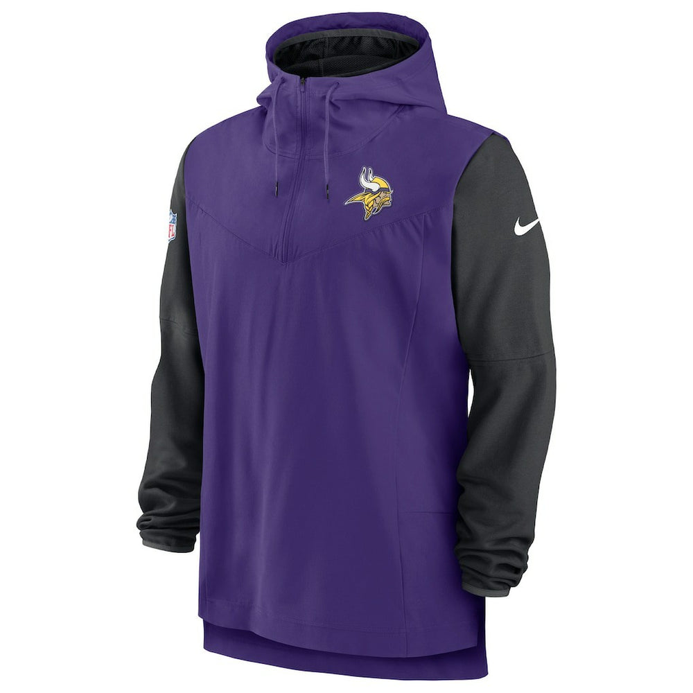 Minnesota Vikings Sideline Player Quarter-Zip Hoodie - Purple/Black Hoodies