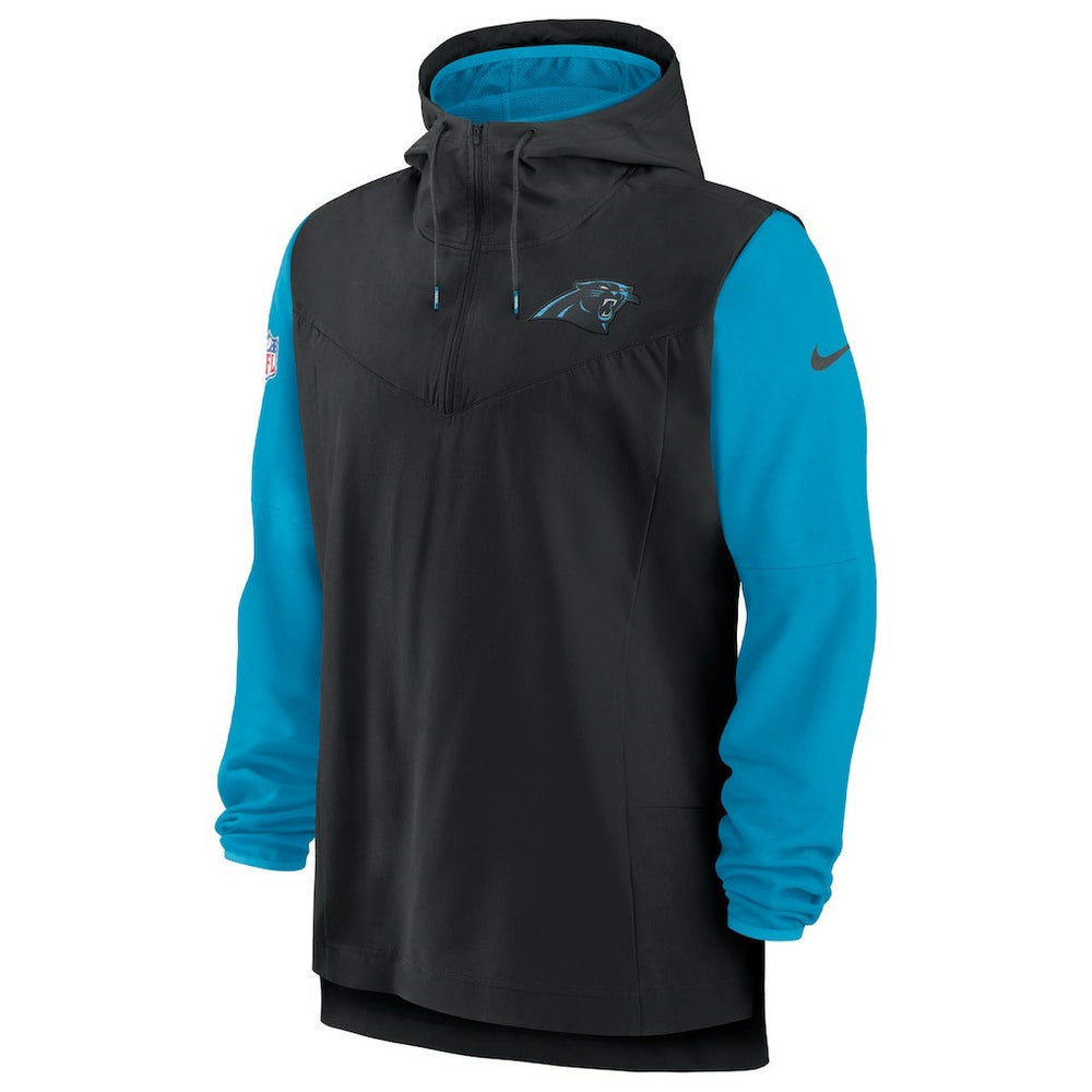 Carolina Panthers Sideline Player Quarter-Zip Hoodie - Black/Blue Hoodies
