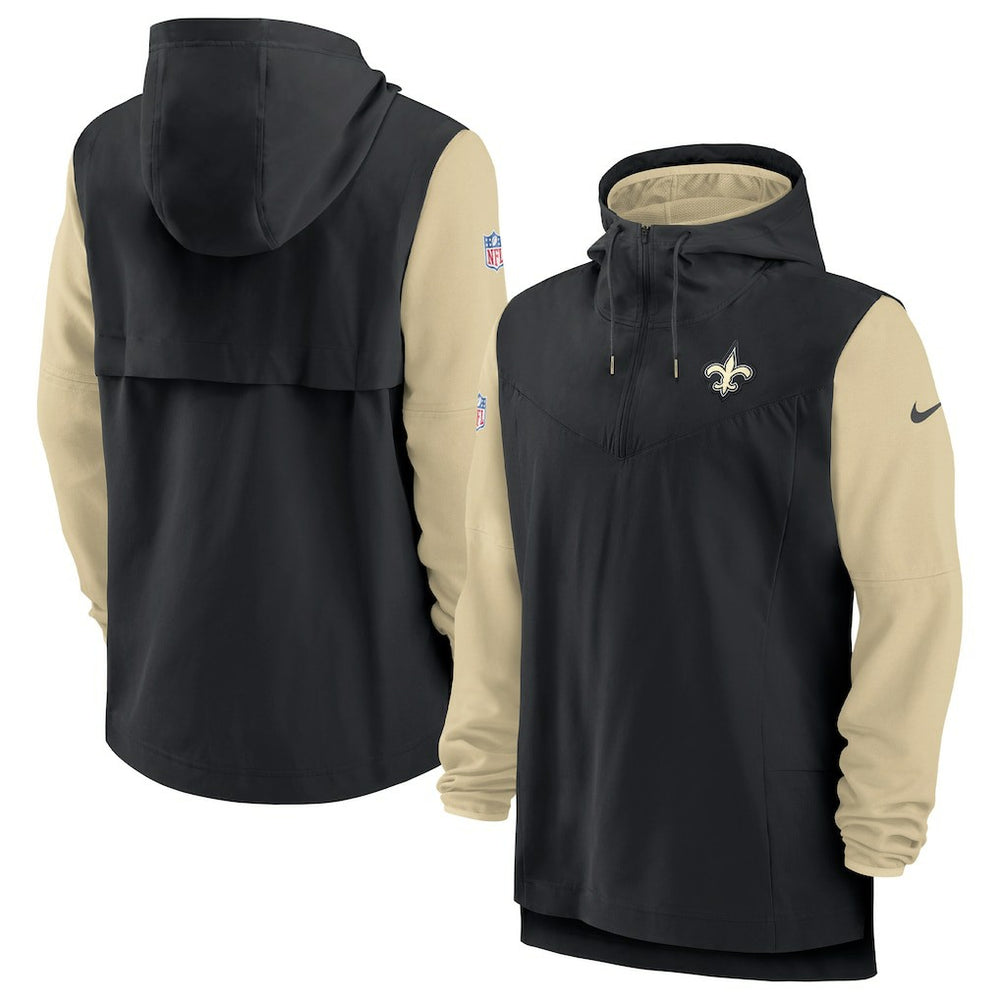 New Orleans Saints Sideline Player Quarter-Zip Hoodie - Black/Gold Hoodies