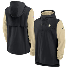 New Orleans Saints Sideline Player Quarter-Zip Hoodie - Black/Gold Hoodies