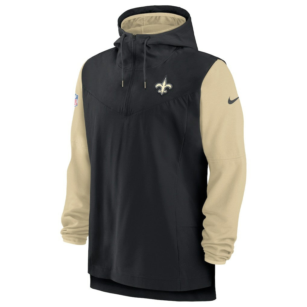 New Orleans Saints Sideline Player Quarter-Zip Hoodie - Black/Gold Hoodies