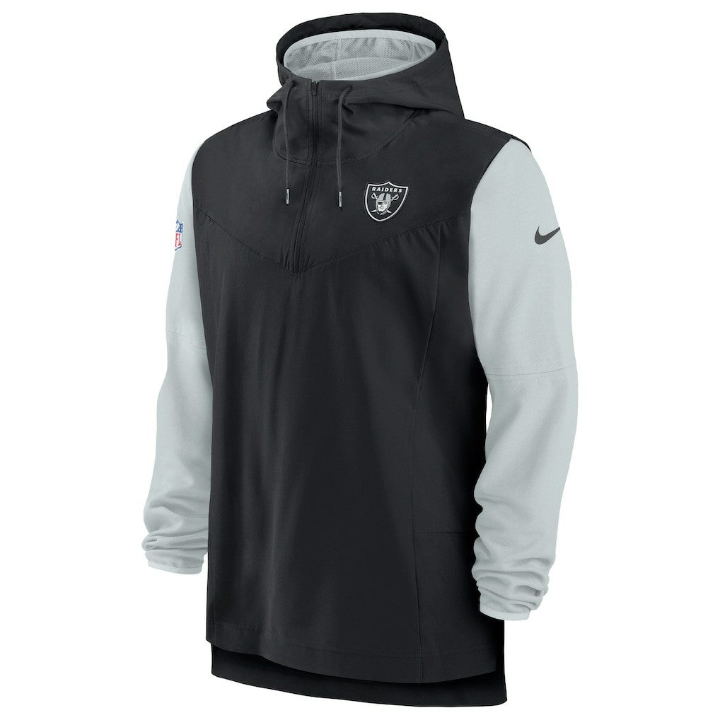 Las Vegas Raiders Sideline Player Quarter-Zip Hoodie Jacket - Black/Silver Hoodies