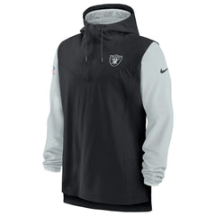 Las Vegas Raiders Sideline Player Quarter-Zip Hoodie Jacket - Black/Silver Hoodies