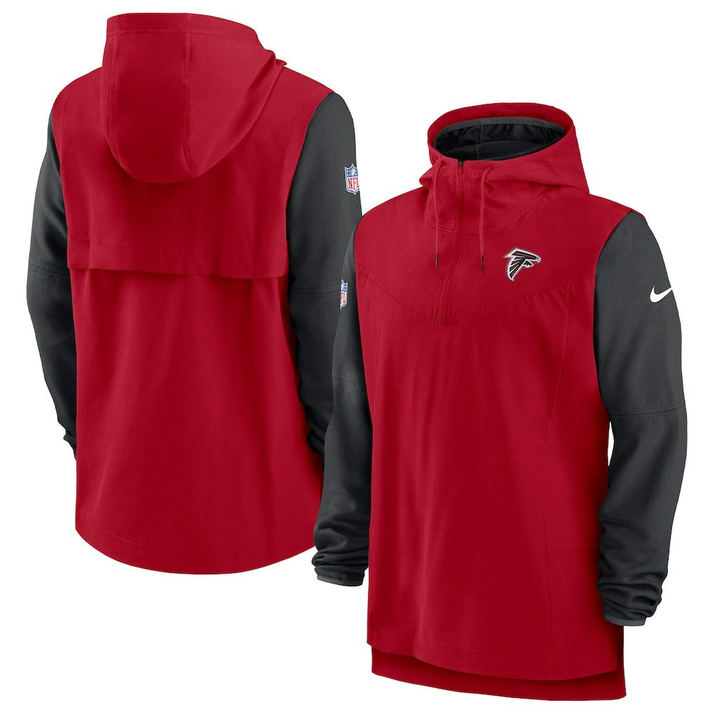 Atlanta Falcons Sideline Player Quarter-Zip Hoodie - Red/Black Hoodies