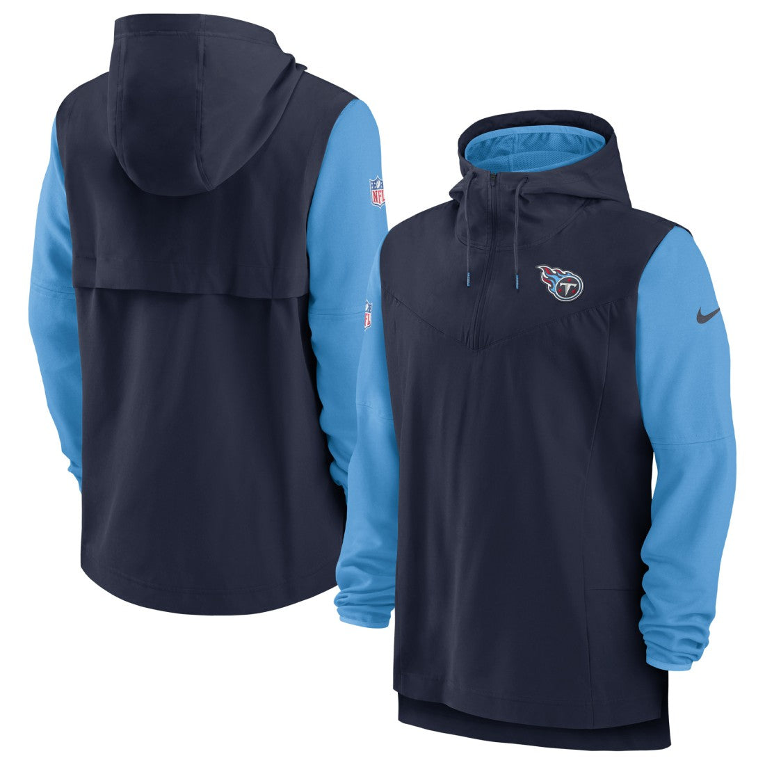 Tennessee Titans Sideline Player Quarter-Zip Hoodie - Navy/Light Blue Hoodies