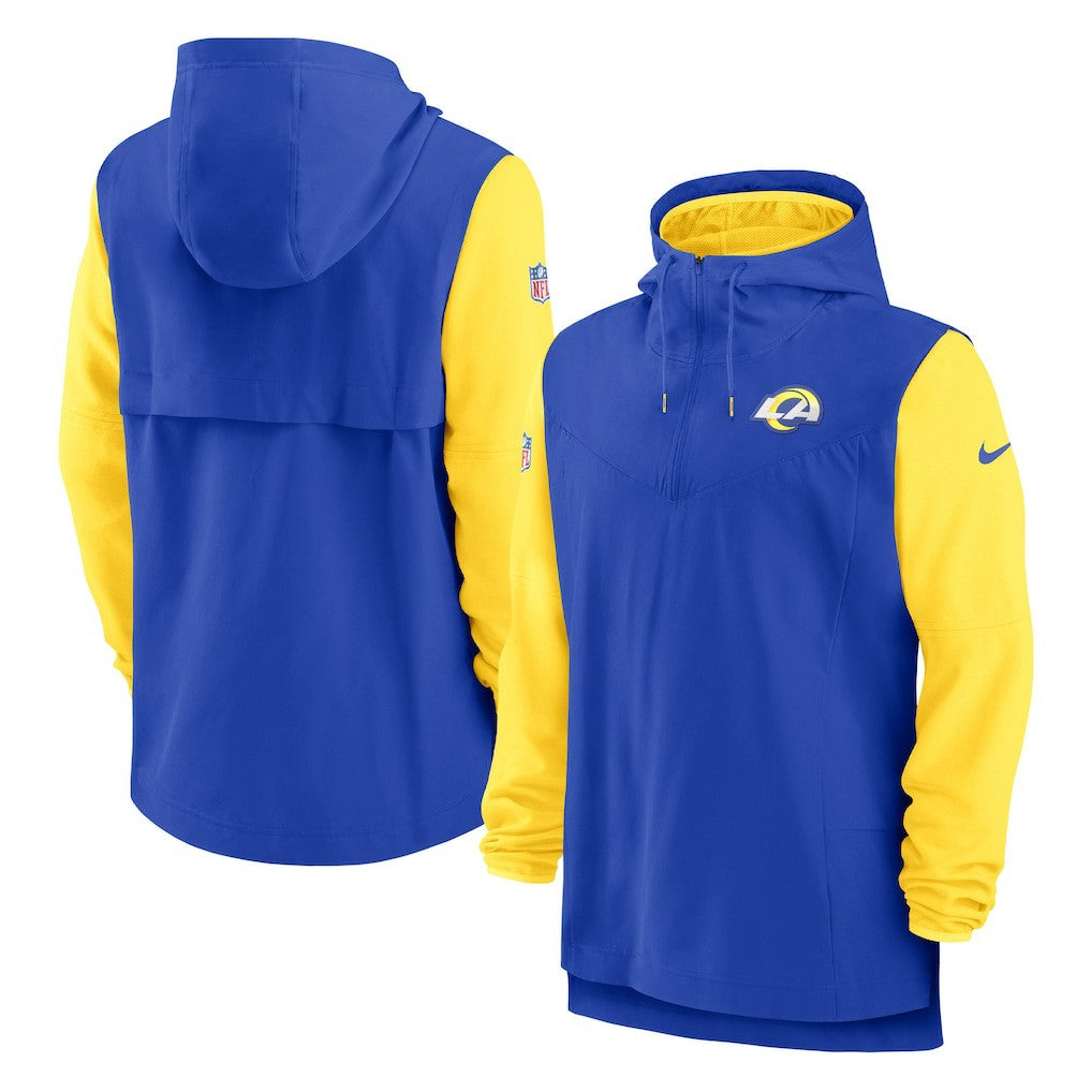 Los Angeles Rams Sideline Player Quarter-Zip Hoodie Jacket - Royal/Gold Hoodies