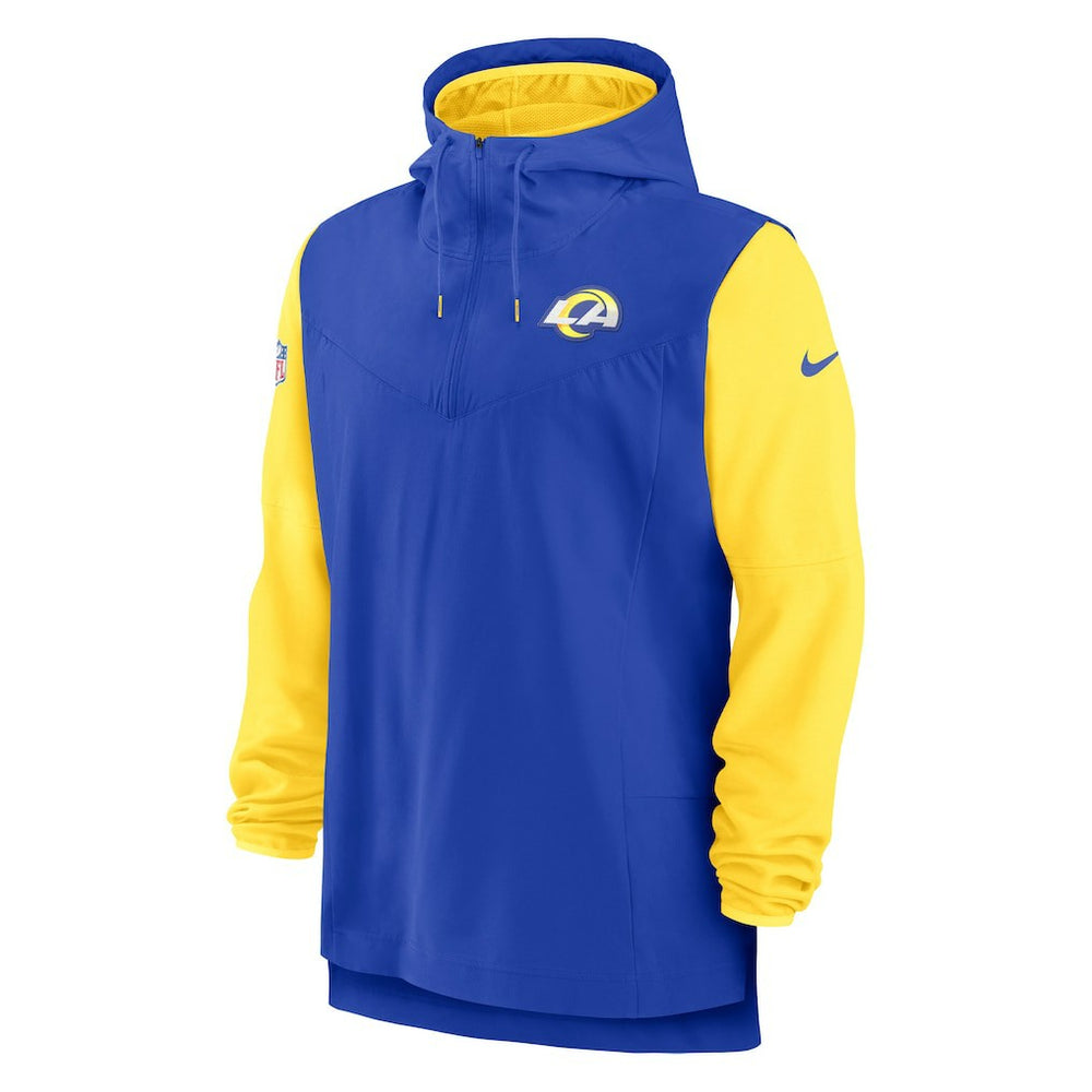 Los Angeles Rams Sideline Player Quarter-Zip Hoodie Jacket - Royal/Gold Hoodies