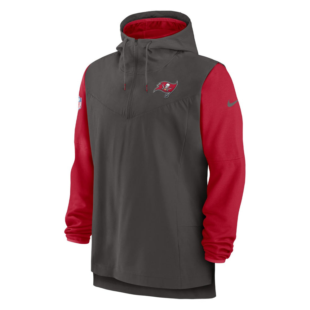 Tampa Bay Buccaneers Sideline Player Quarter-Zip Hoodie - Pewter/Red Hoodies