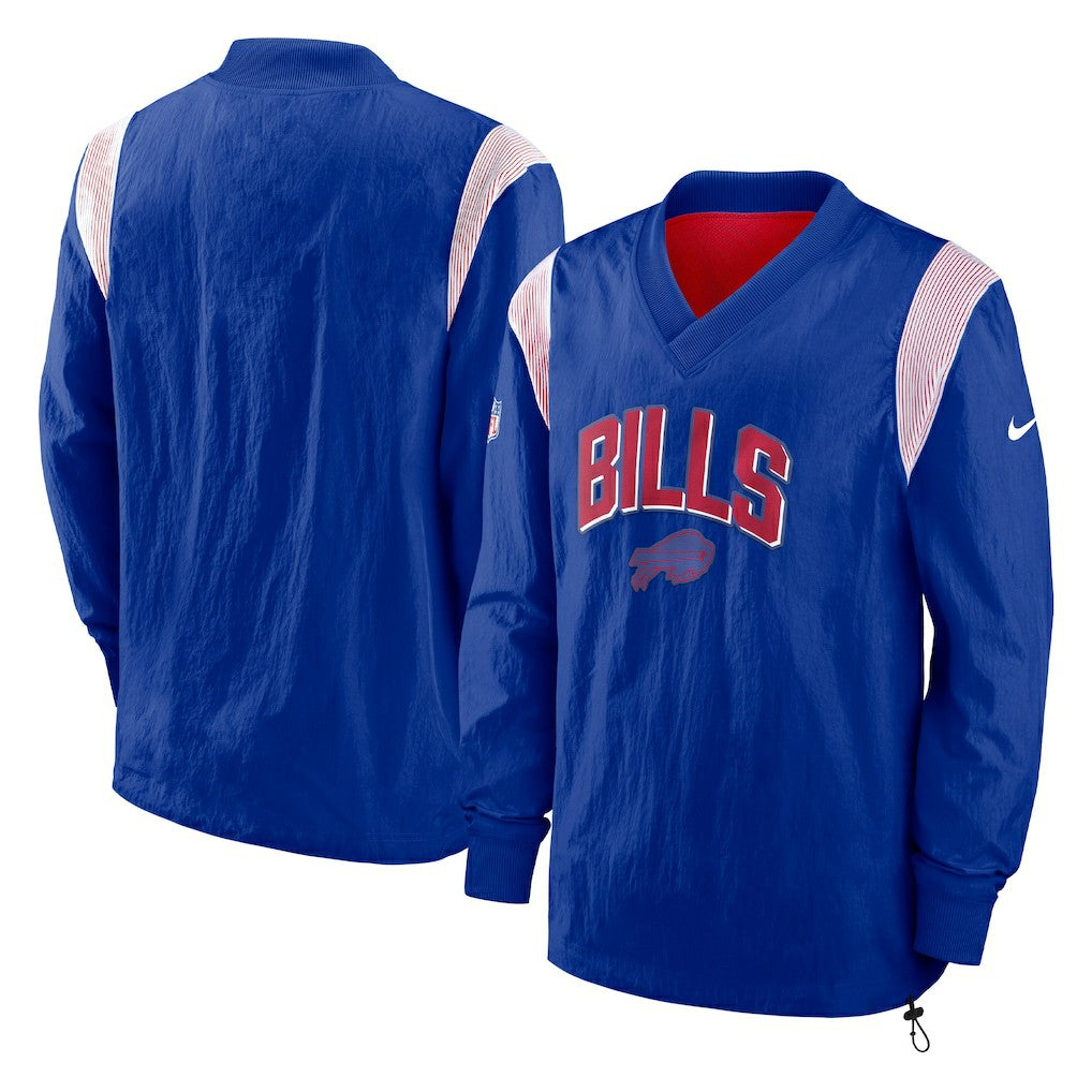 Buffalo Bills Sideline Athletic Stack V-Neck Pullover Windshirt Jacket - Royal Pullover