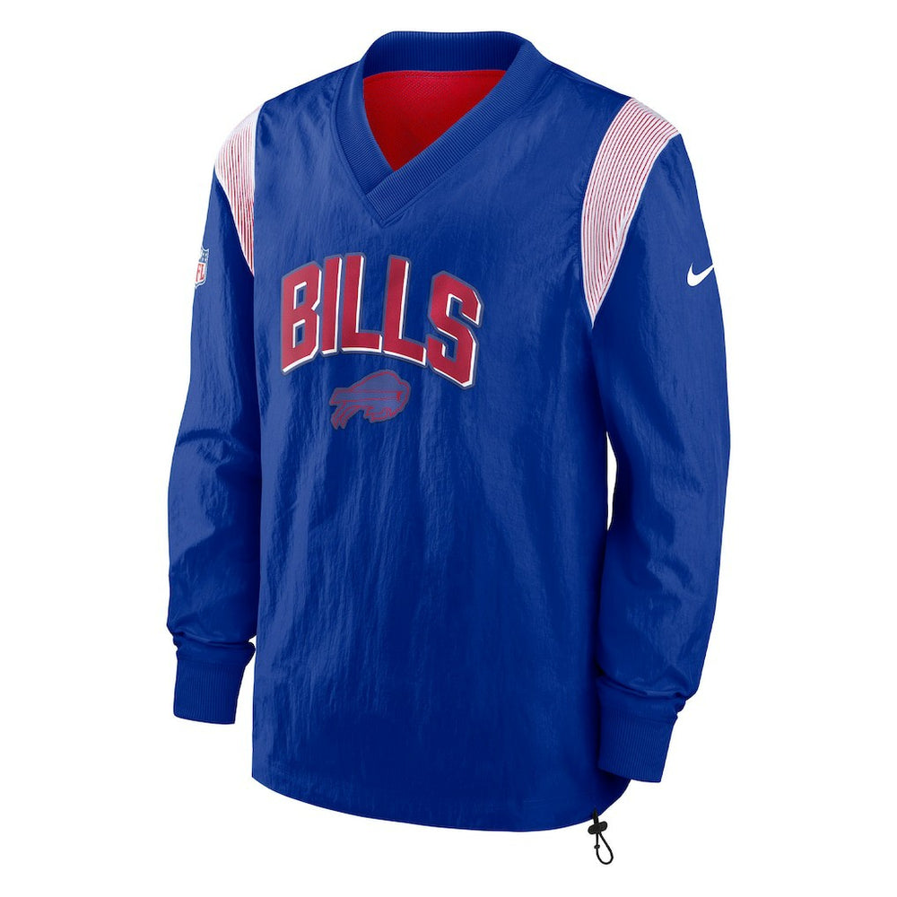 Buffalo Bills Sideline Athletic Stack V-Neck Pullover Windshirt Jacket - Royal Pullover