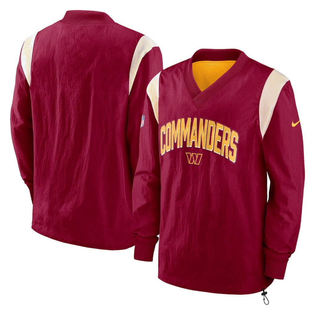 Washington Commanders Sideline Athletic Stack V-Neck Pullover Windshirt Jacket - Burgundy Pullover