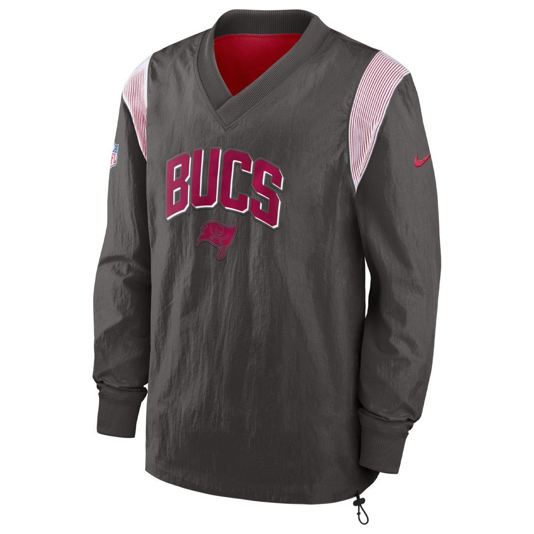 Tampa Bay Buccaneers Sideline Athletic Stack V-Neck Pullover Windshirt Jacket - Pewter Pullover