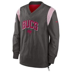 Tampa Bay Buccaneers Sideline Athletic Stack V-Neck Pullover Windshirt Jacket - Pewter Pullover
