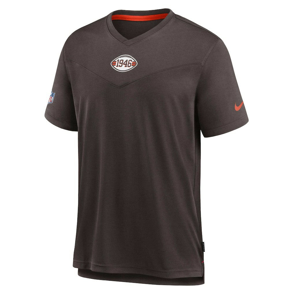 Cleveland Browns Sideline Coaches Vintage Chevron Performance V-Neck T-Shirt - Brown T-shirts