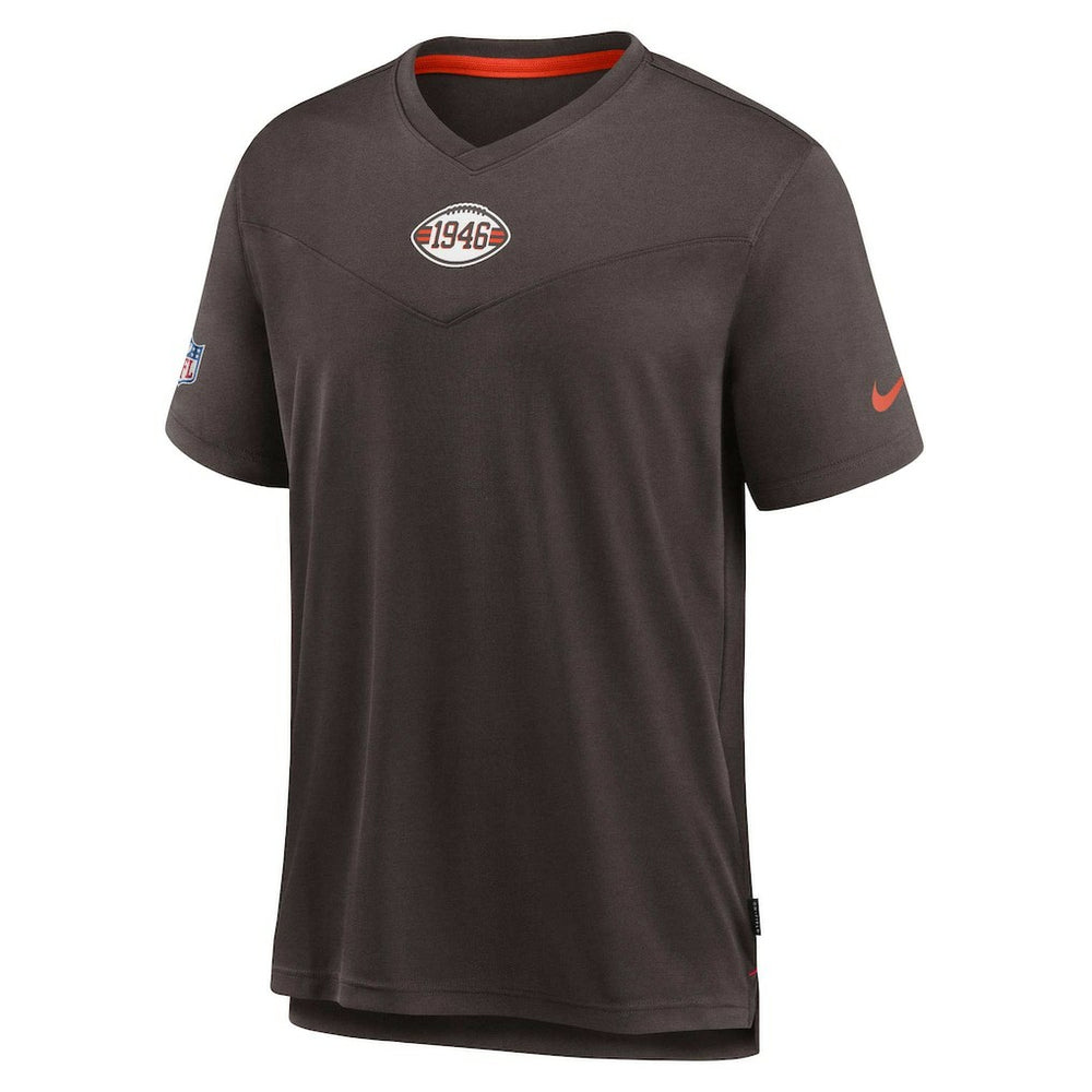 Cleveland Browns Sideline Coaches Vintage Chevron Performance V-Neck T-Shirt - Brown T-shirts