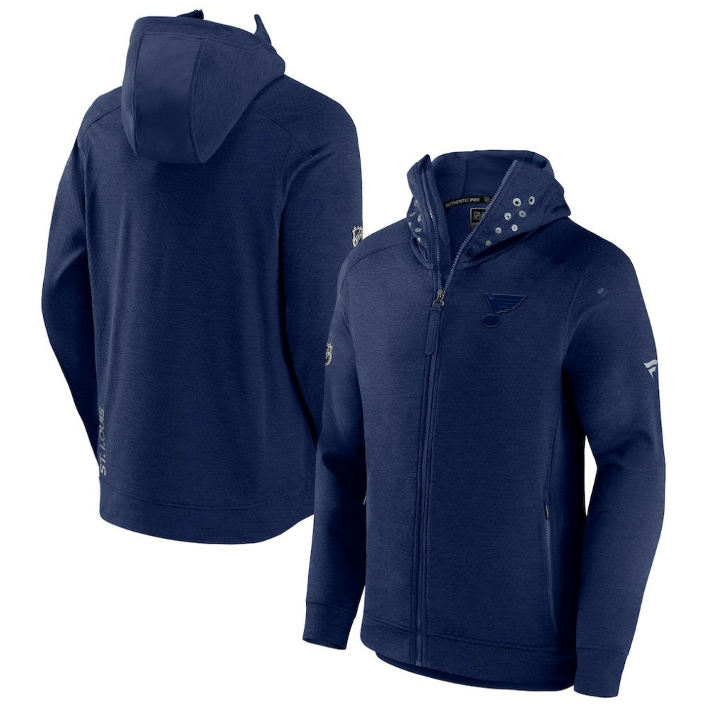 St. Louis Blues Fanatics Authentic Pro Road Tech Lightweight Full-Zip Hoodie Jacket - Navy | US 4509595