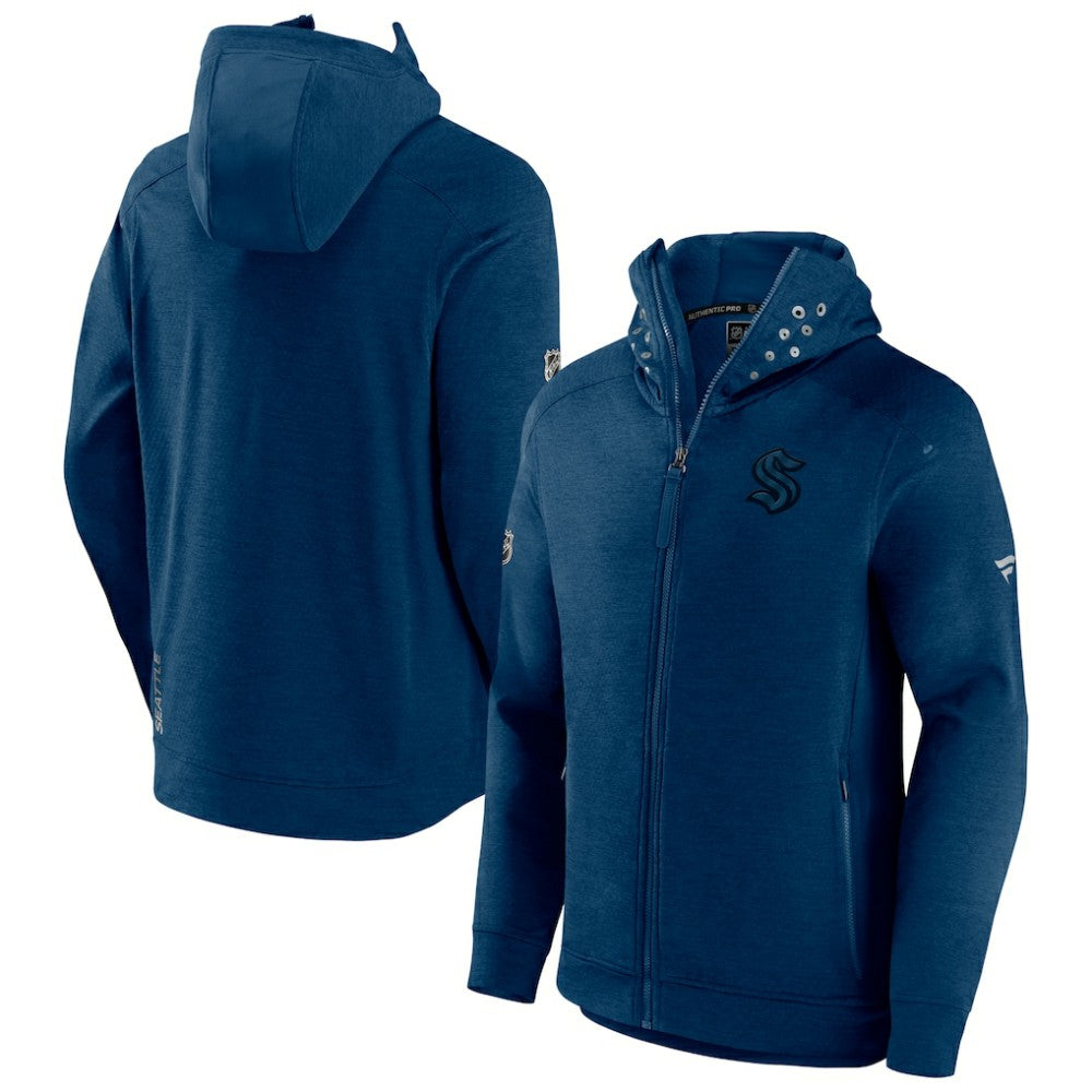 Seattle Kraken Fanatics Authentic Pro Road Tech Lightweight Full-Zip Hoodie Jacket - Navy | US 4509621