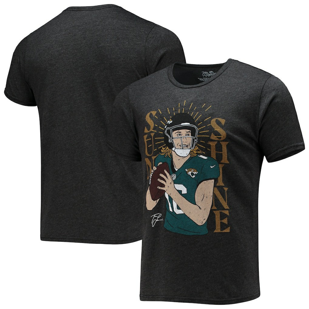 Trevor Lawrence Jacksonville Jaguars Majestic Threads Tri-Blend Player Graphic T-Shirt - Black T-shirts