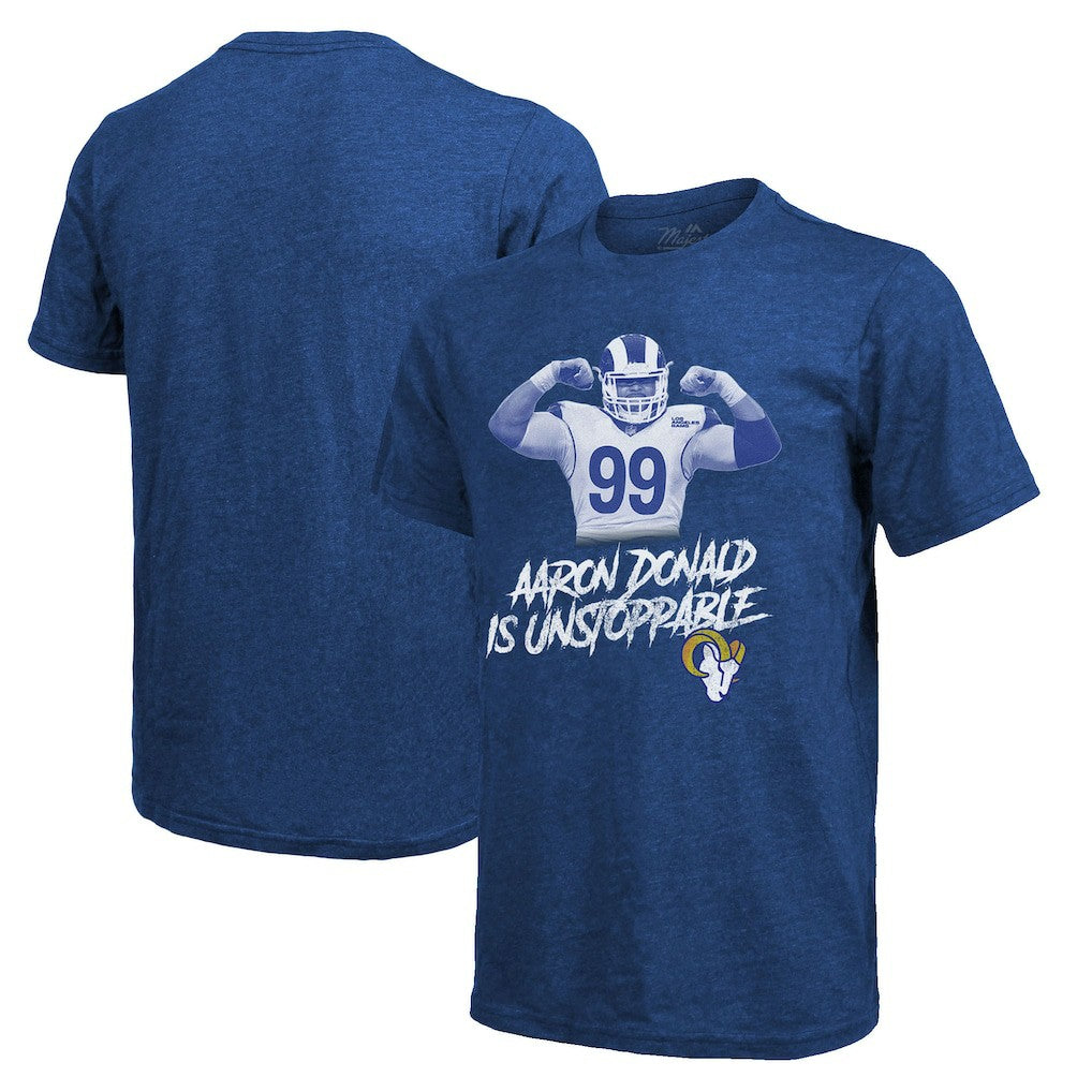 Aaron Donald Los Angeles Rams Majestic Threads Tri-Blend Player Graphic T-Shirt - Royal T-shirts