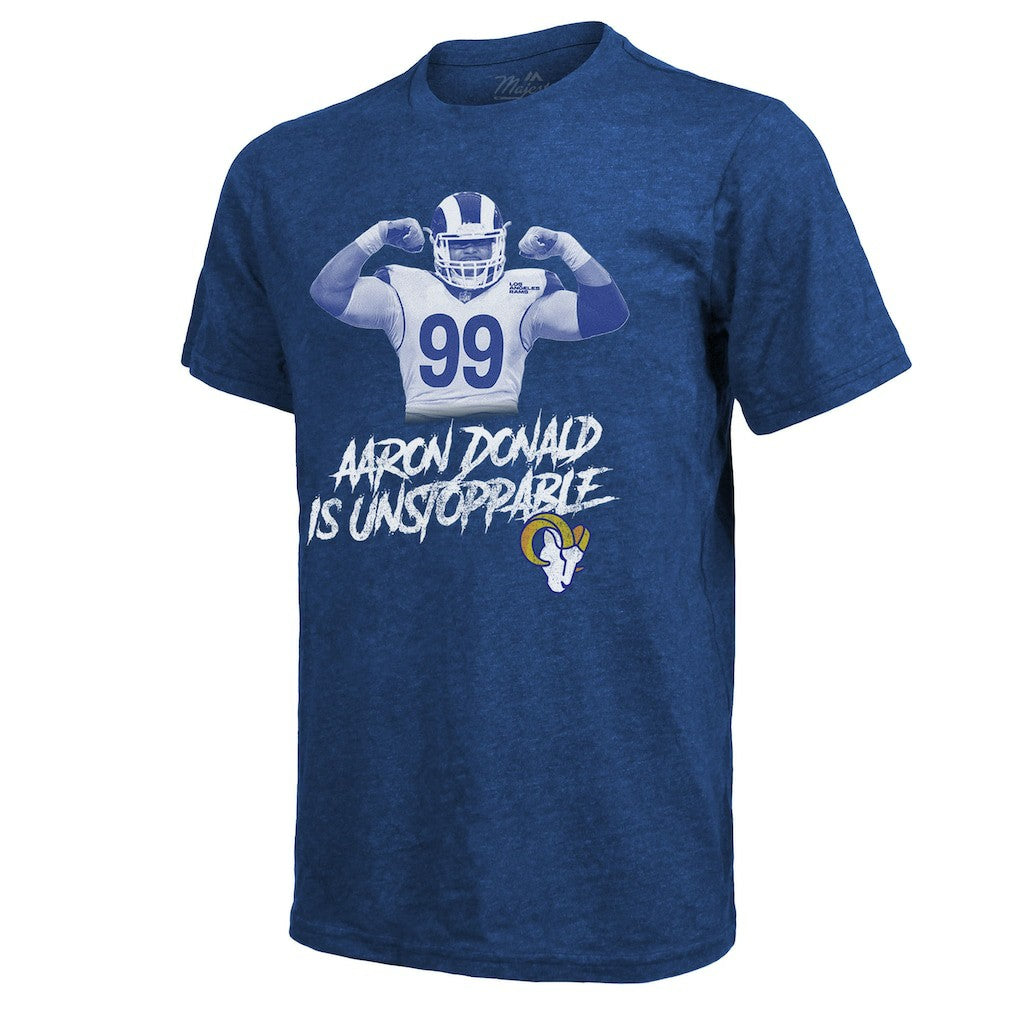 Aaron Donald Los Angeles Rams Majestic Threads Tri-Blend Player Graphic T-Shirt - Royal T-shirts
