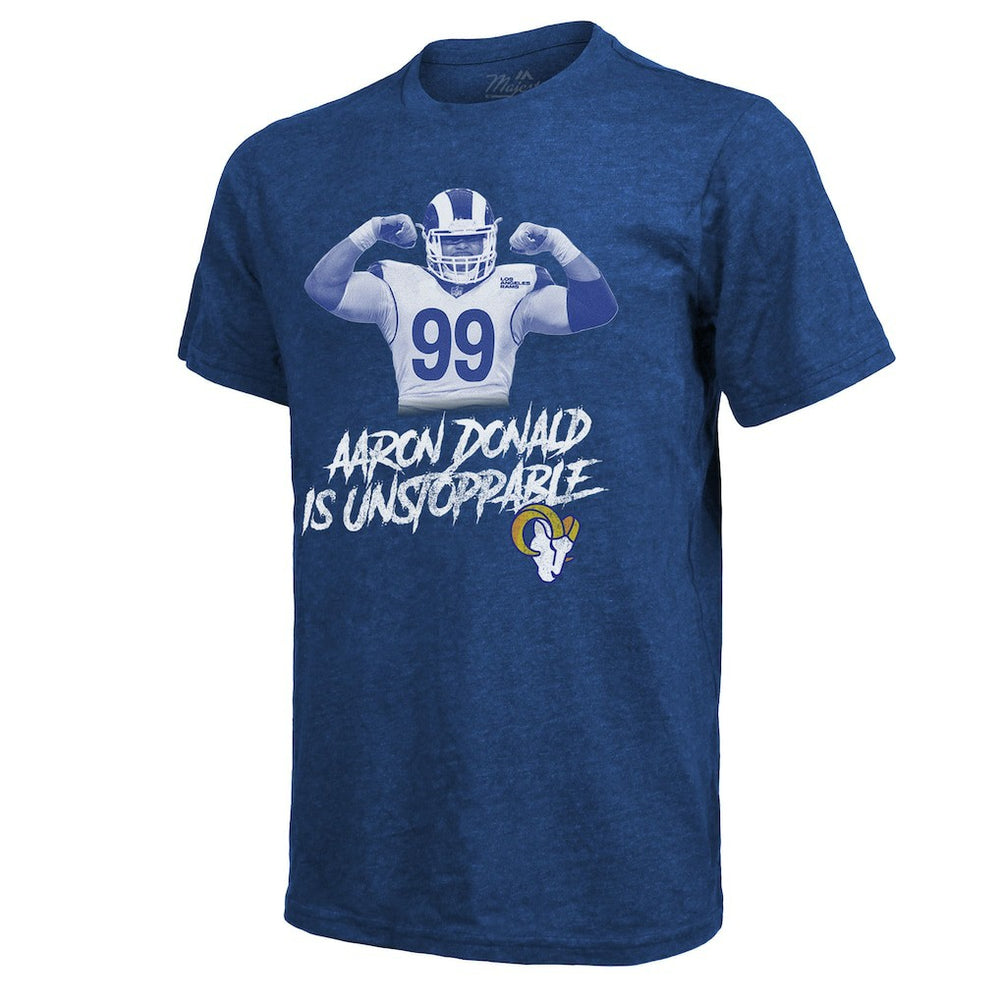 Aaron Donald Los Angeles Rams Majestic Threads Tri-Blend Player Graphic T-Shirt - Royal T-shirts