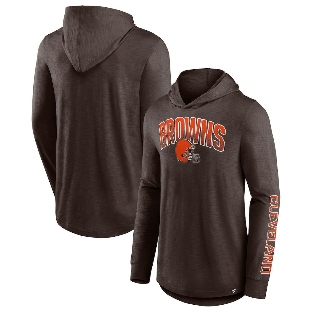 Cleveland Browns Front Runner Long Sleeve Hooded T-Shirt - Brown T-shirts