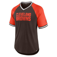 Cleveland Browns Second Wind Raglan V-Neck T-Shirt - Brown/Orange T-shirts