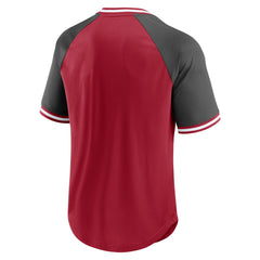 Tampa Bay Buccaneers Second Wind Raglan V-Neck T-Shirt - Red/Pewter T-shirts