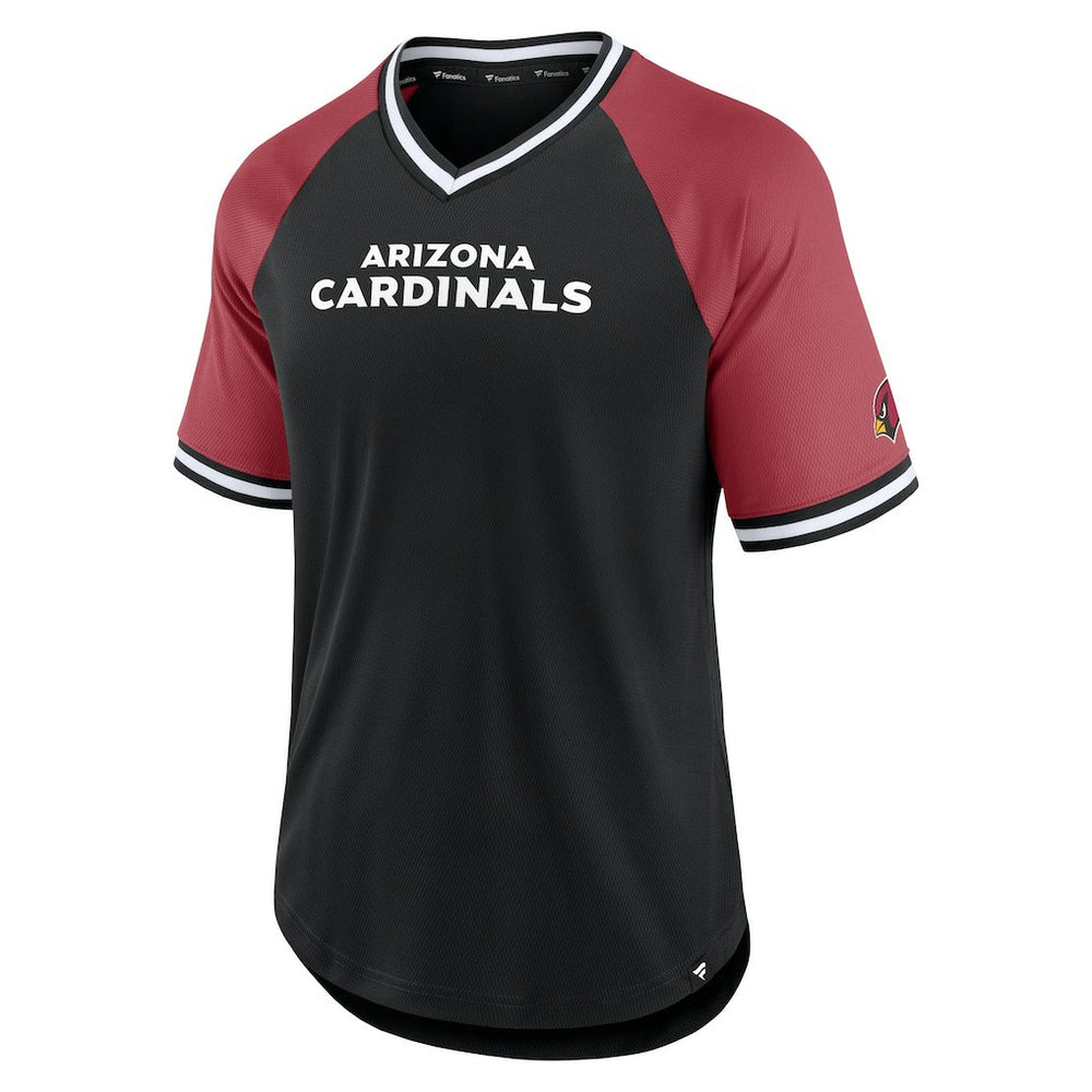Arizona Cardinals Second Wind Raglan V-Neck T-Shirt - Black/Cardinal T-shirts