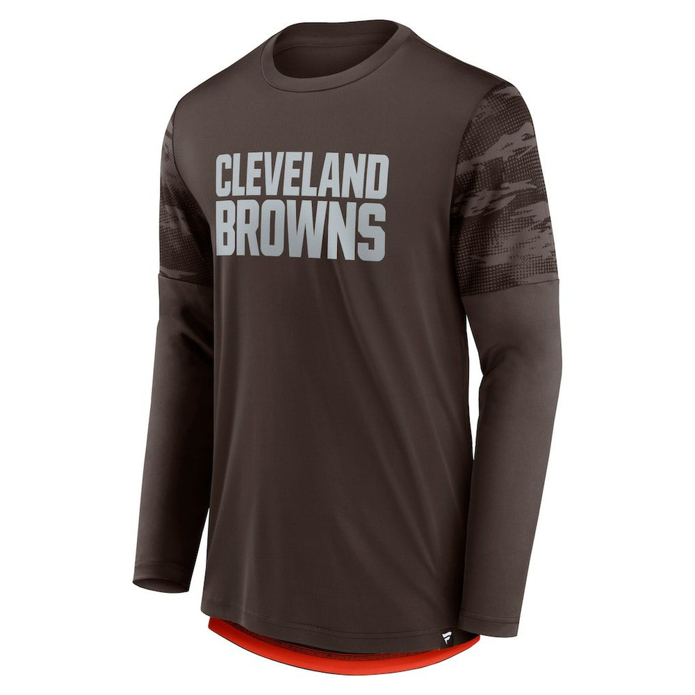 Cleveland Browns Square Off Long Sleeve T-Shirt - Brown/Orange T-shirts