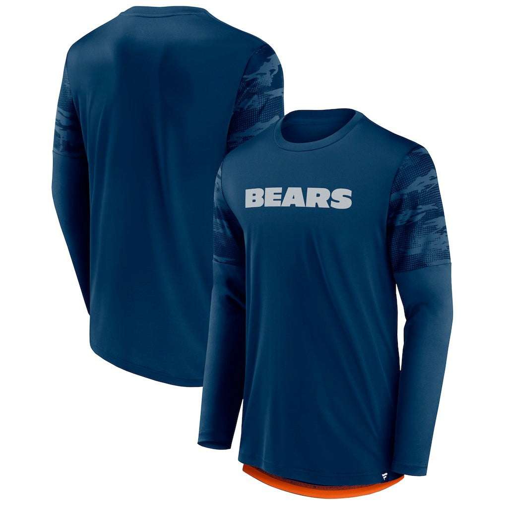 Chicago Bears Square Off Long Sleeve T-Shirt - Navy/Orange T-shirts