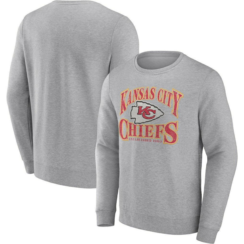 Kansas City Chiefs Playability Pullover Sweatshirt - Heathered Charcoal Pullover