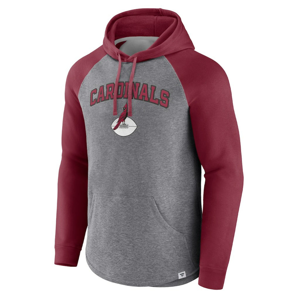 Arizona Cardinals By Design Raglan Pullover Hoodie - Heathered Gray/Cardinal Hoodies
