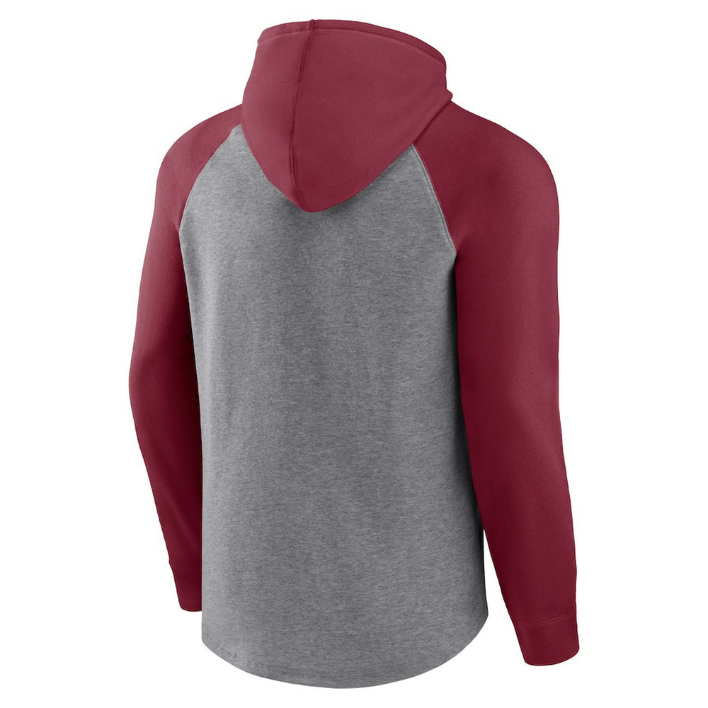 Arizona Cardinals By Design Raglan Pullover Hoodie - Heathered Gray/Cardinal Hoodies