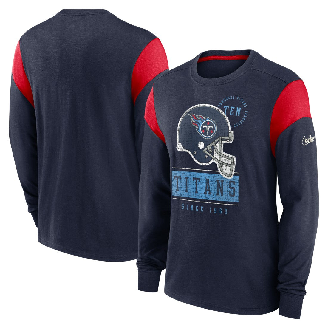 Tennessee Titans Rewind Playback Helmet Long Sleeve T-Shirt - Navy T-shirts