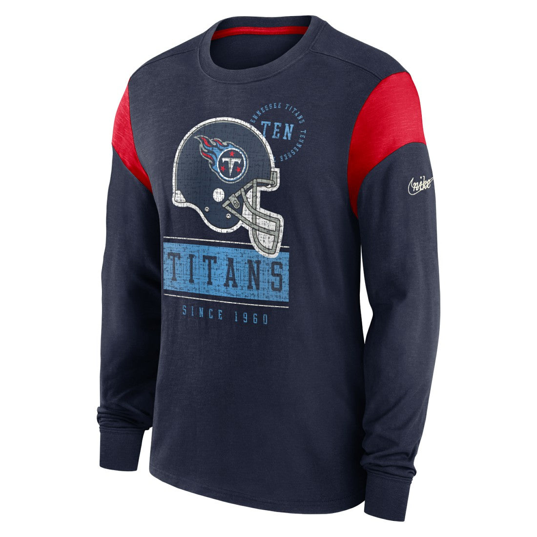 Tennessee Titans Rewind Playback Helmet Long Sleeve T-Shirt - Navy T-shirts